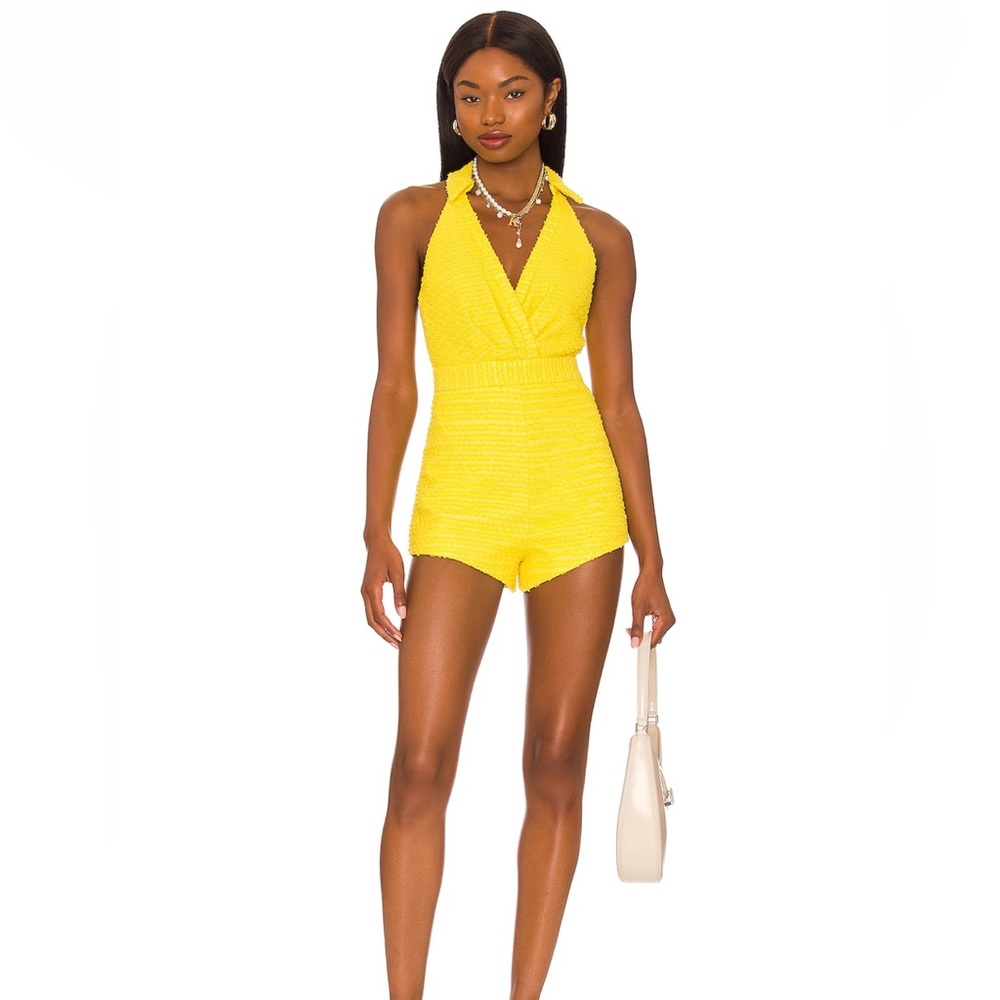 Yellow Halter Tweed Romper!